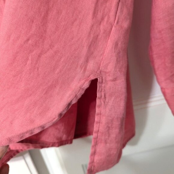 J Jill Love Linen Shirt Women’s Pink Button Up Long Sleeve Coastal Size XLP - Picture 4 of 6